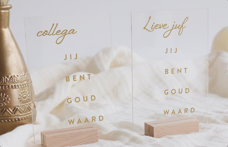 PLEXI WENSKAART JUF/COLLEGA - GEPERSONALISEERD VINYL