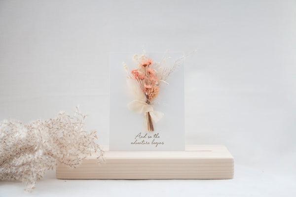 CARD - DRIED FLOWERS - AND SO ADVENTURE BEGINS