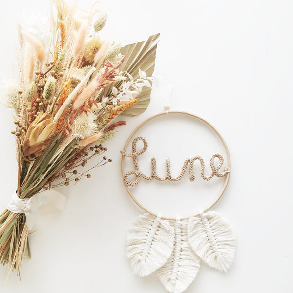 MACRAME FEATHER - KNITTED NAME
