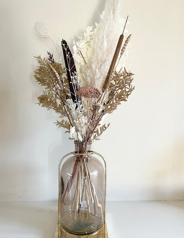 Vase gold - brown + matching bouquet