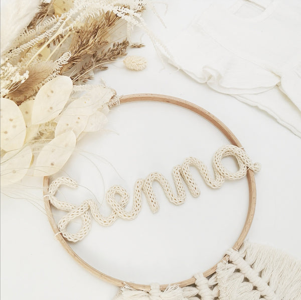 MACRAME FEATHER - KNITTED NAME